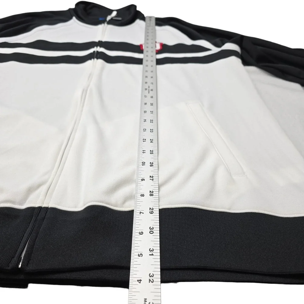 Adidas Track Jacket Mens 2XL Black White Polyester Indiana Hoosiers Zip Trefoil‎